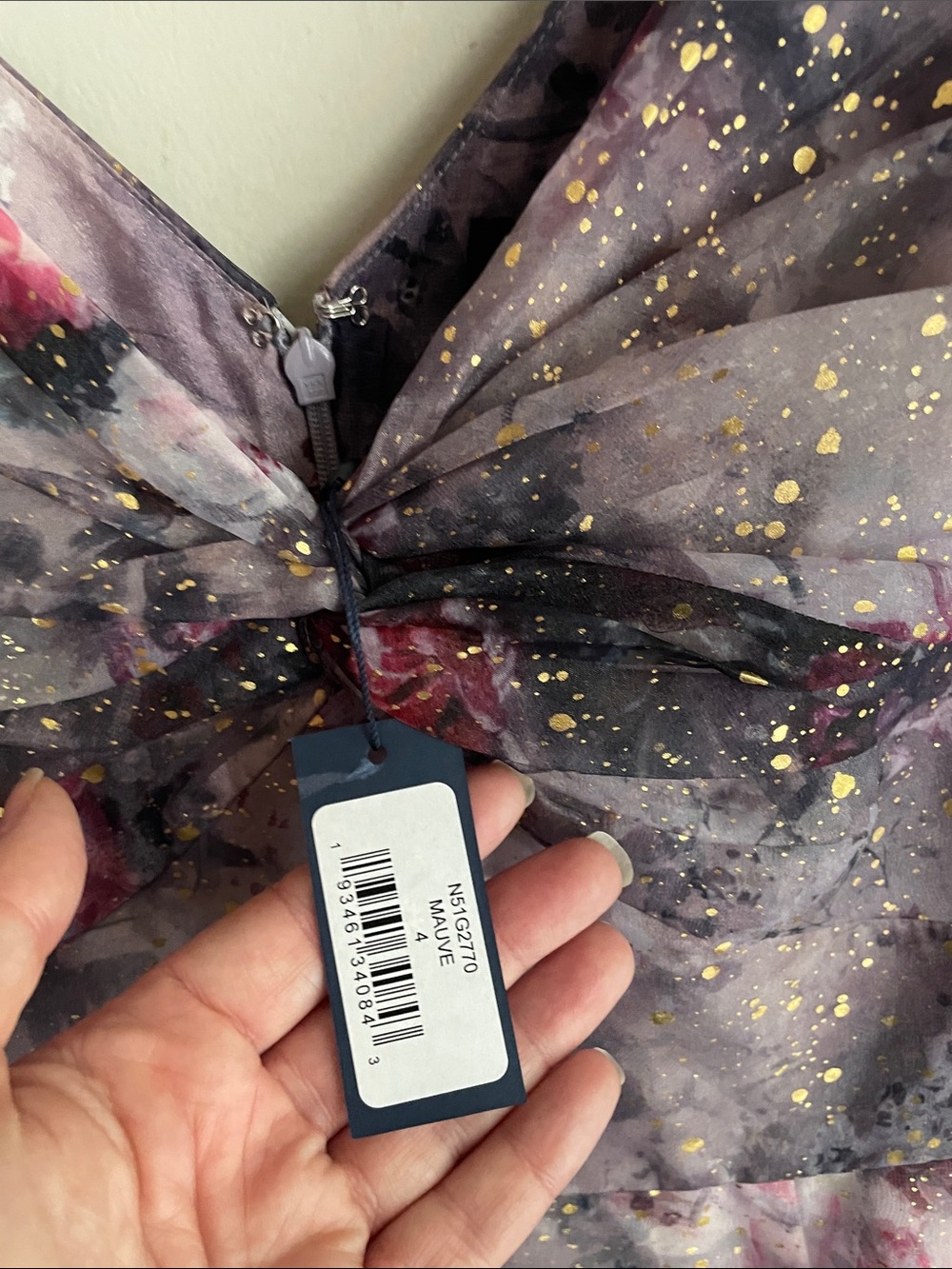 MARCHESA Twisted Floral Appliquéd Printed Organza Gown Mauve Lilac - Picture 10 of 16